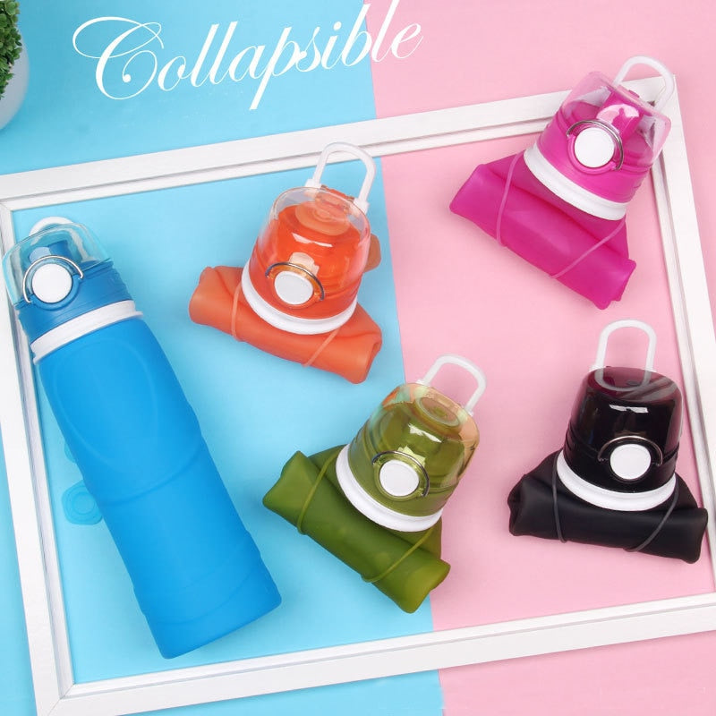 Portable Silicone Sport Squeeze Collapsible Water Bottle