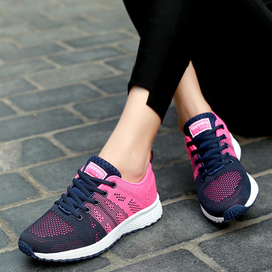 Breathable Pink & Navy Blue Sneakers