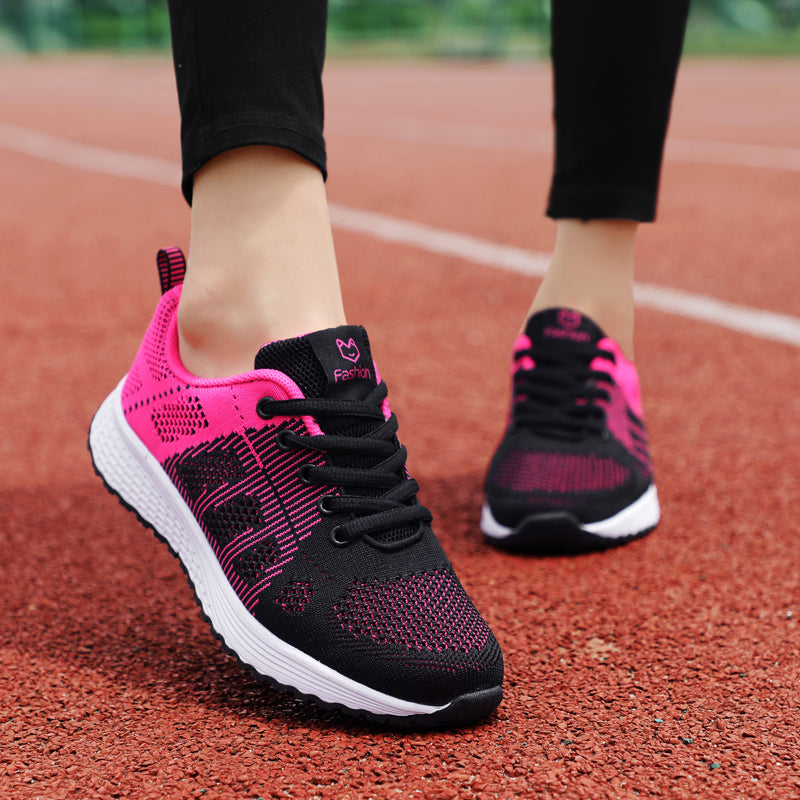 Breathable Pink & Black Sneakers