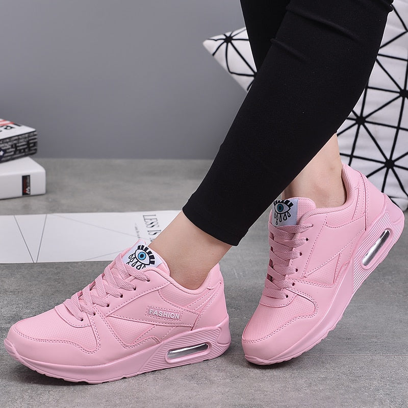 Leather Platform Pink Sneakers