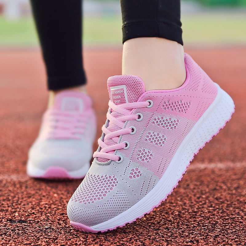 Breathable Walking Flat Pink Sneakers