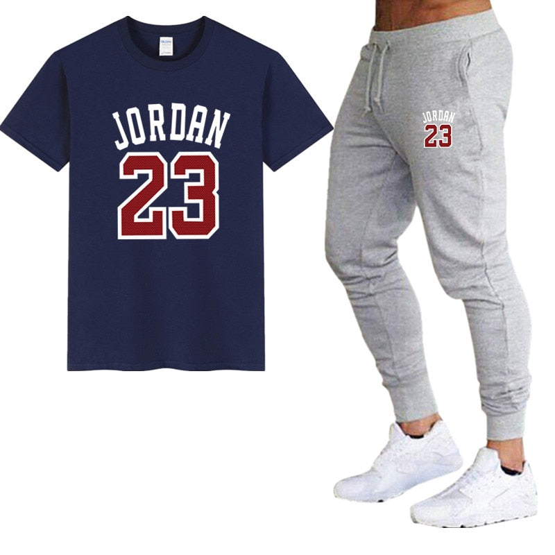 Navy Blue & Grey Printed ''Jordan 23'' Long Track Suit